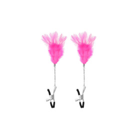 Pinces à seins pression réglable plumes roses 